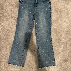 Women's Blue Denim Jeans with Rhinestones